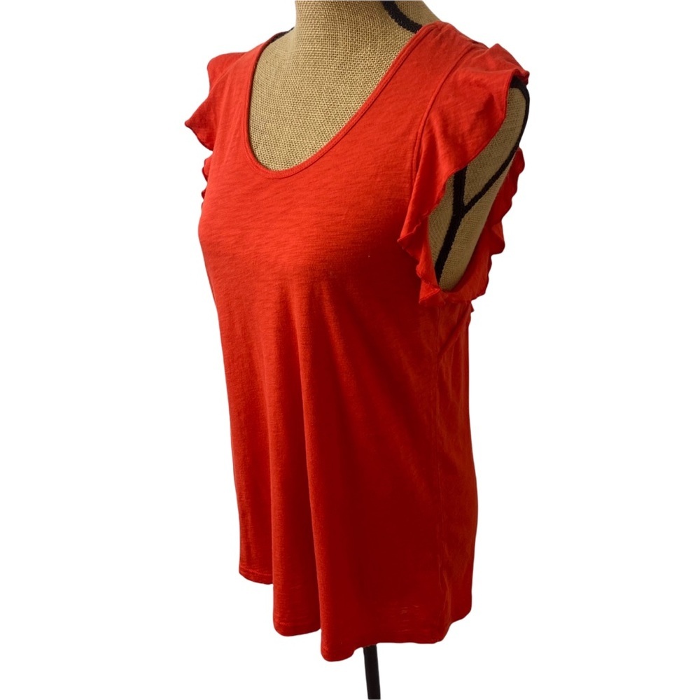 Anthropologie T.la Women’s Shirt T-shirt Size S Ruffles on Back and sleeves.Red.